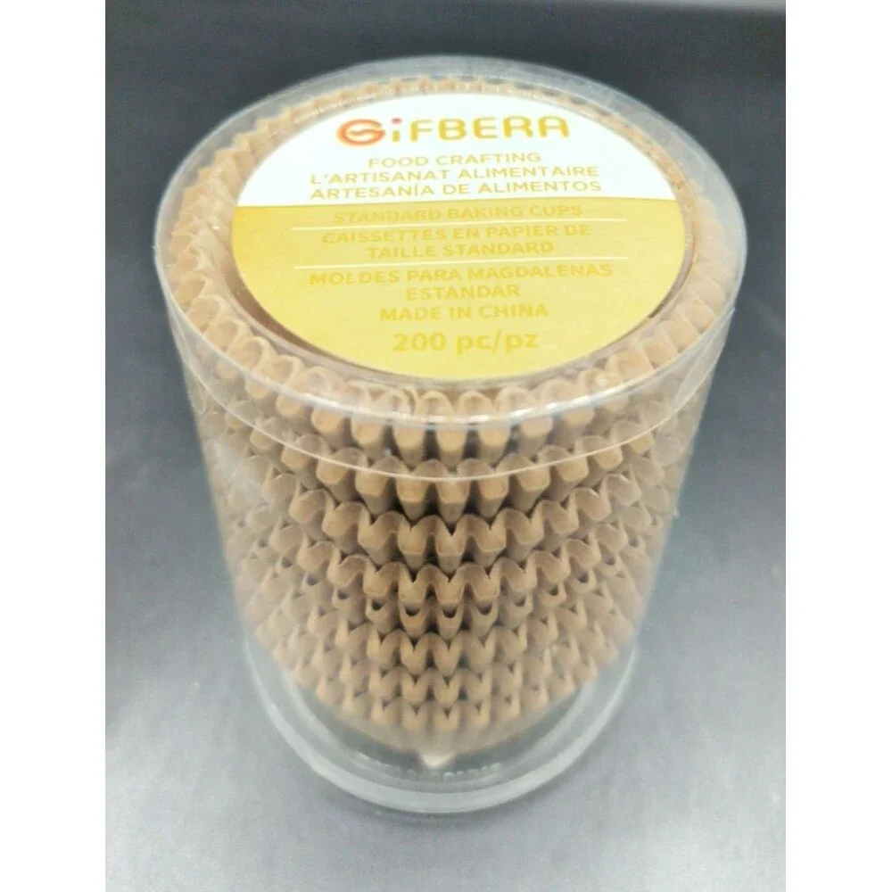 200 Gifbera Natural Odorless Cupcake Liners Standard Paper Muffin Baking